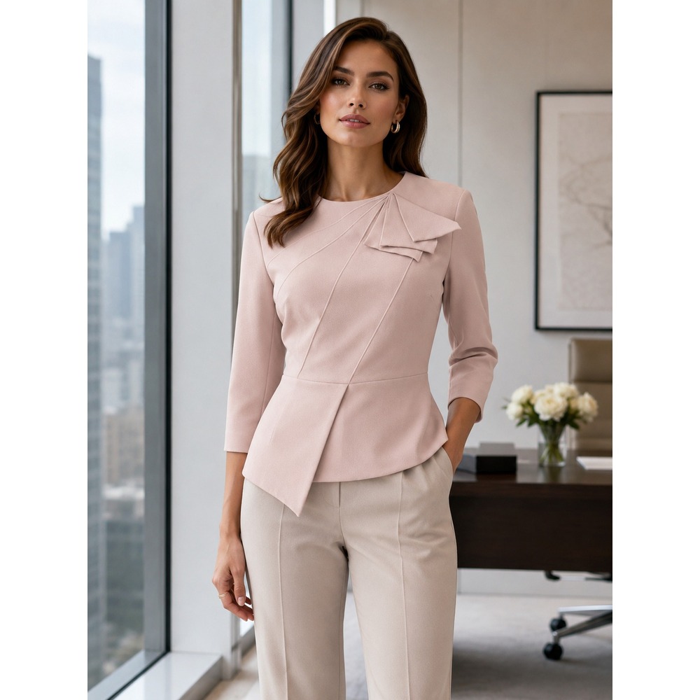 The Fold Origami Peplum Top Blush Pink Lined Size 4 Quiet Luxury Old Money Chic